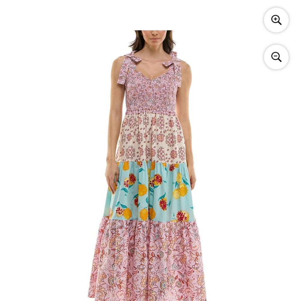NWT Nanette Lepore Play Floral Maxi Dress Adjustable Shoulder Straps, Unlined